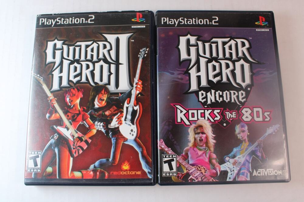 2 games: Guitar Hero 2 + Guitar Hero Encore: Rocks the 80s (Sony PlayStation 2)